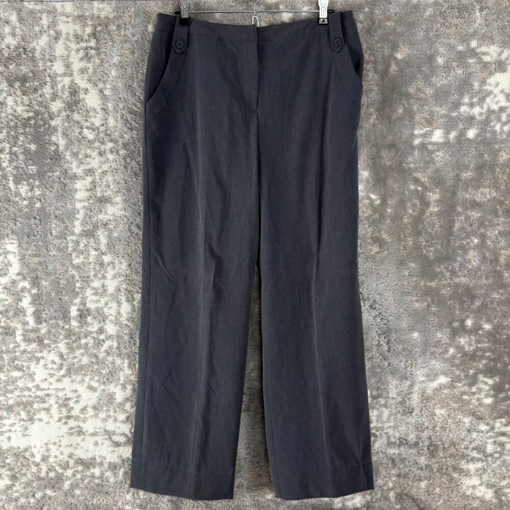 Larry Levine Size 10 Stretch Gray Pants Straight Leg Button Waist Career Wear